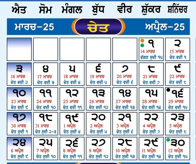 PUNJAB NEWS ONLINE Nanakshahi Calendar 2025 26 Sikh Calendar 2025 PDF Nanakshahi Calendar Month Wise Nanakshahi Calendar March 2025 Sikh Gurpurab Dates 2025 Nanakshahi Calendar Punjabi Hindi