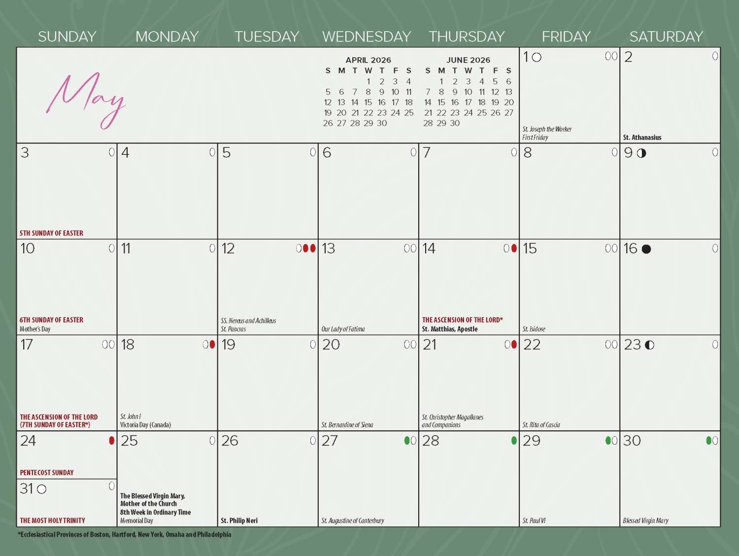 Liturgical Calendar For May 2026