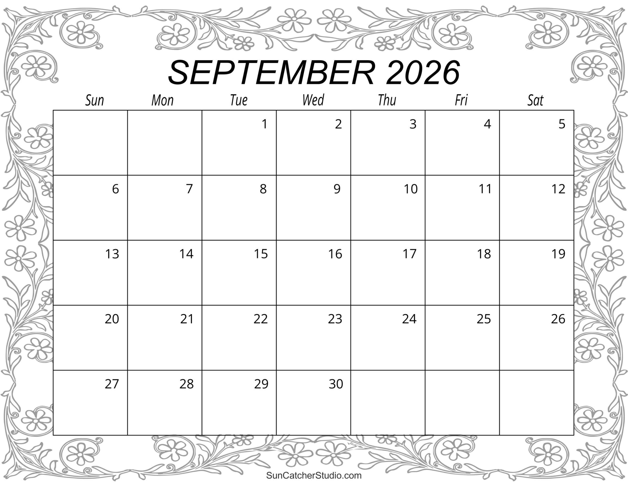 September 2026 To May 2026 Calendar Printable