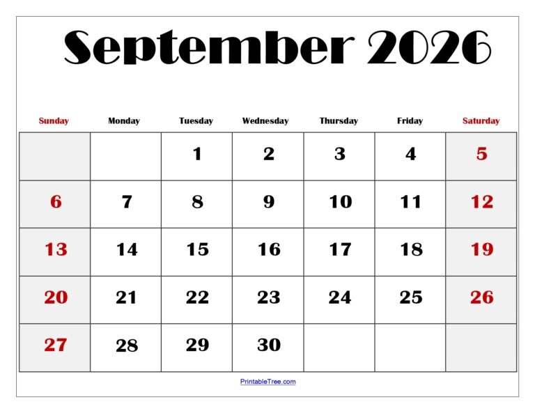 September 2026 Calendar Printable PDF With HolidaysTemplates