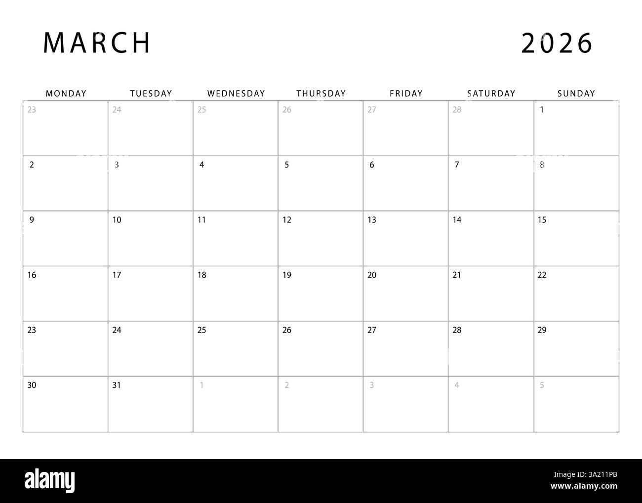 Simple 2026 Year Calendar Week Hi res Stock Photography And Images Page 2 Alamy