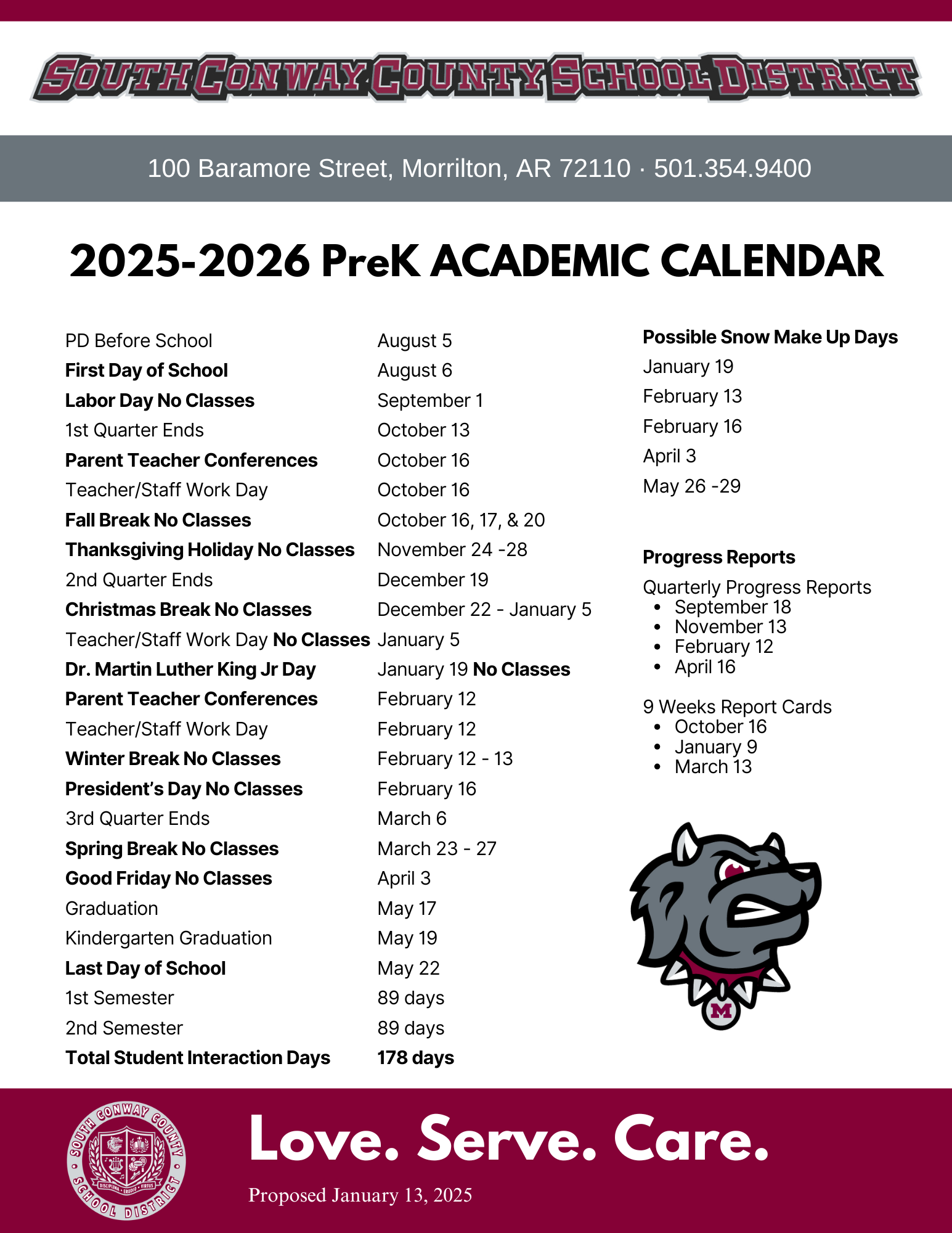 April School Calendar 2026