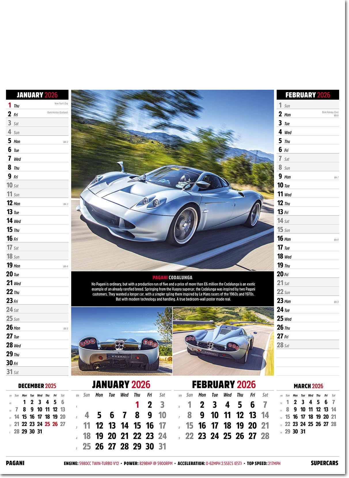 Supercars Promotional Calendar 2026 Rose Calendars