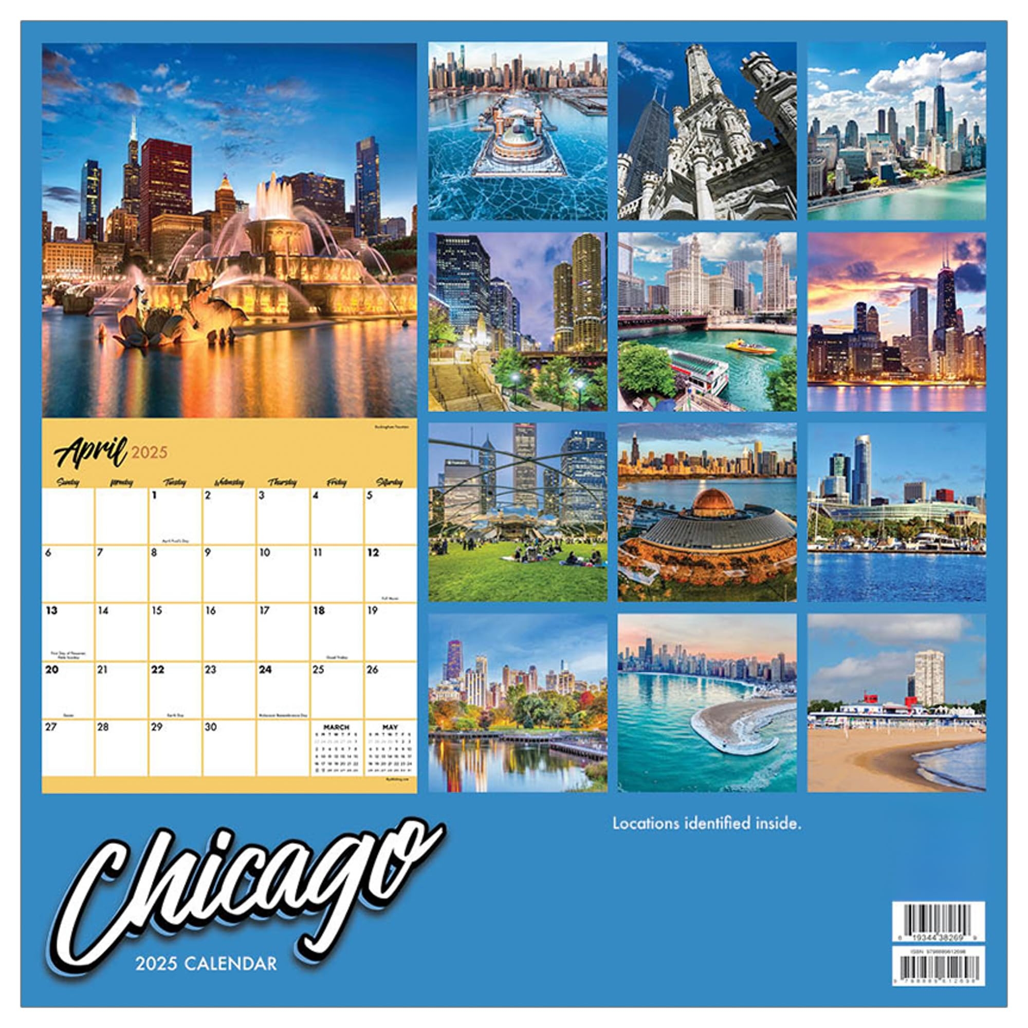 TF PUBLISHING 2025 Chicago Wall Calendar Large Grids For Appointments And Scheduling Vertical Monthly Wall Calendar 2025 Home And Office 