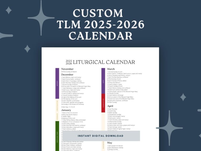 Traditional Latin Mass For 2025 2026 Liturgical Calendar Custom Listing Etsy