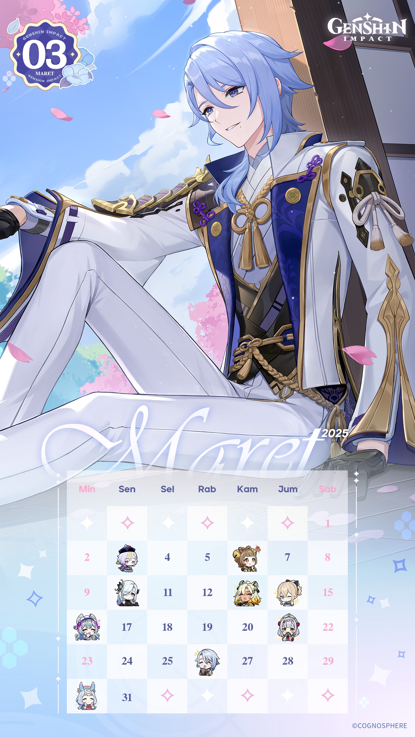 Wallpaper Kalender Maret Genshin Impact