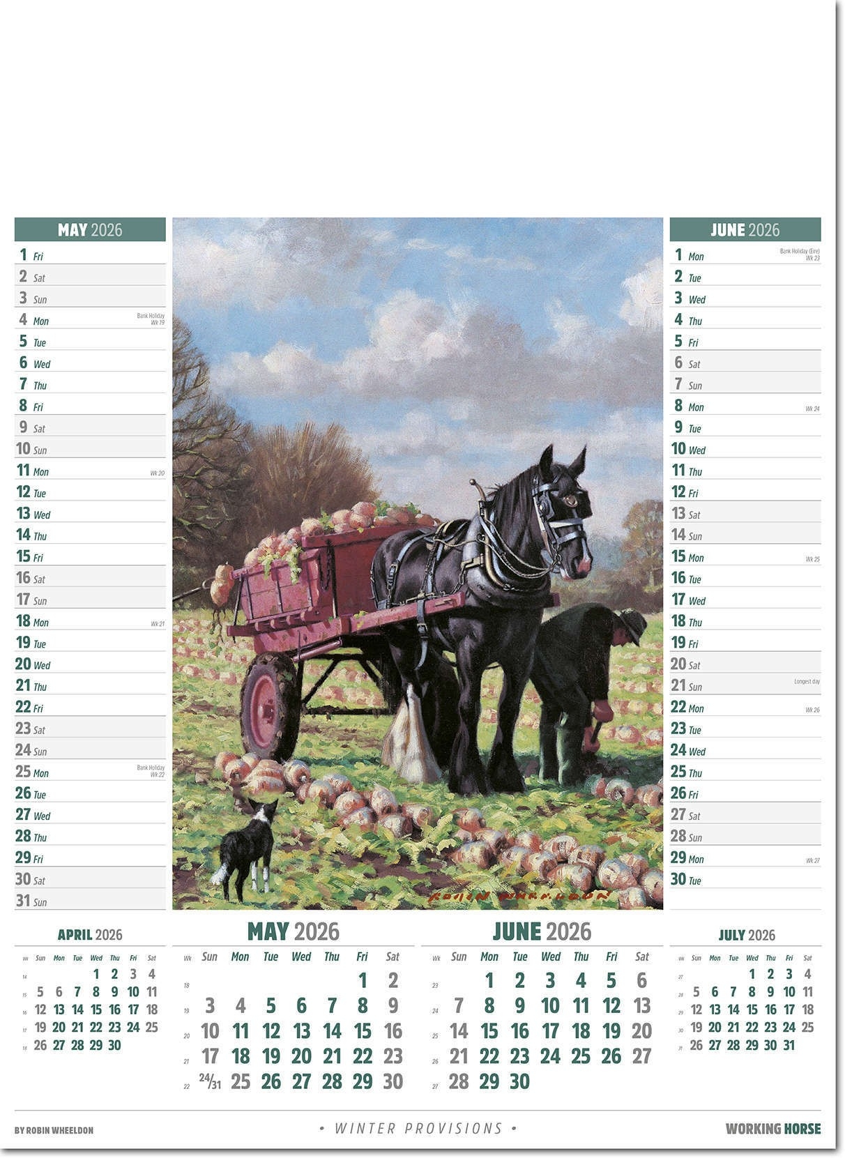Working Horse Advertising Calendar 2026 Rose Calendars