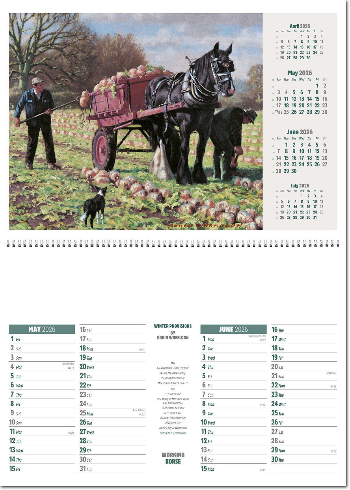 Working Horse Postage Saver Branded Calendar 2026 Rose Calendars