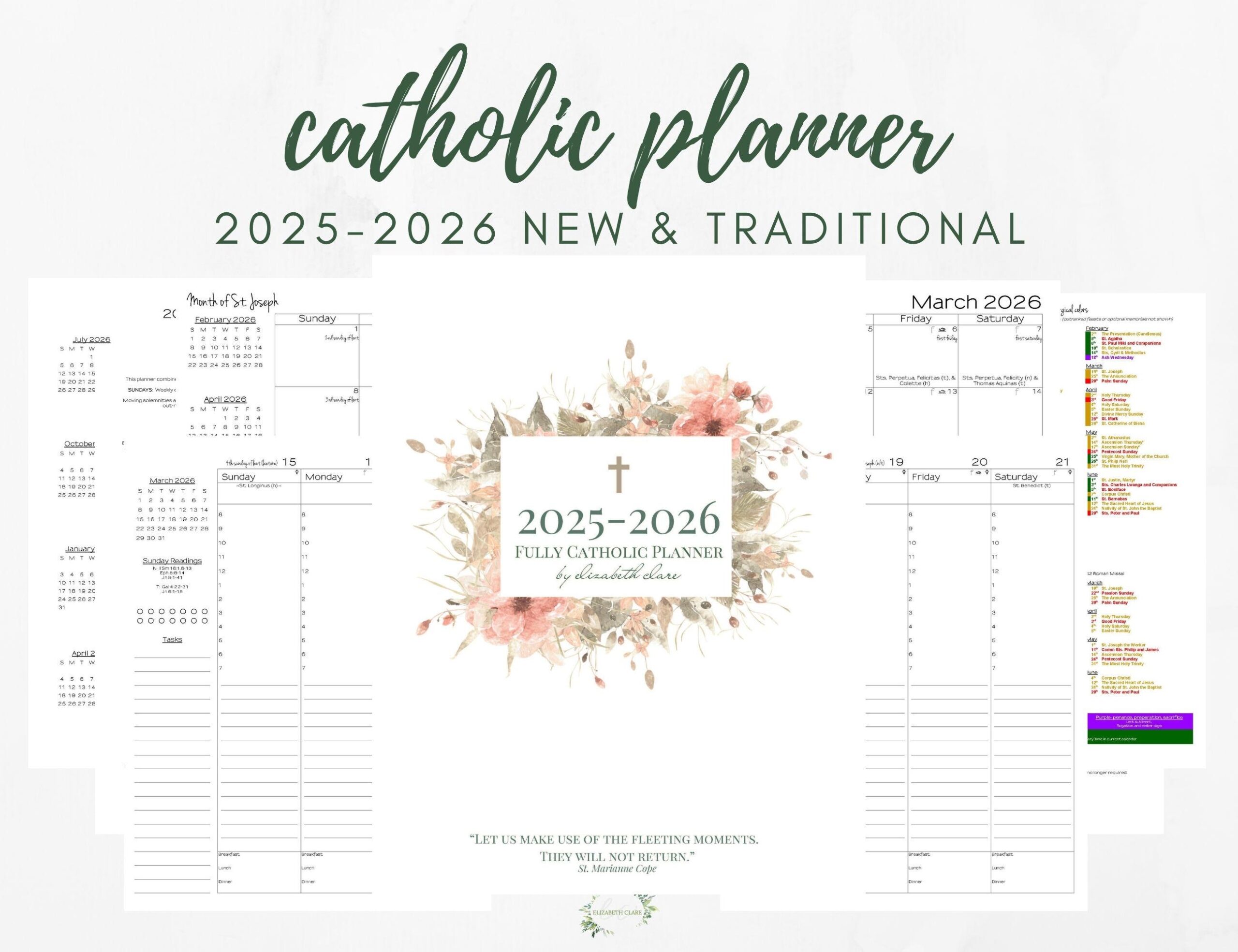 2025 2026 Catholic Planner Printable PDF Daybook Daily Weekly Calendar Catholic Liturgical Year Calendar Catholic Woman TLM Etsy