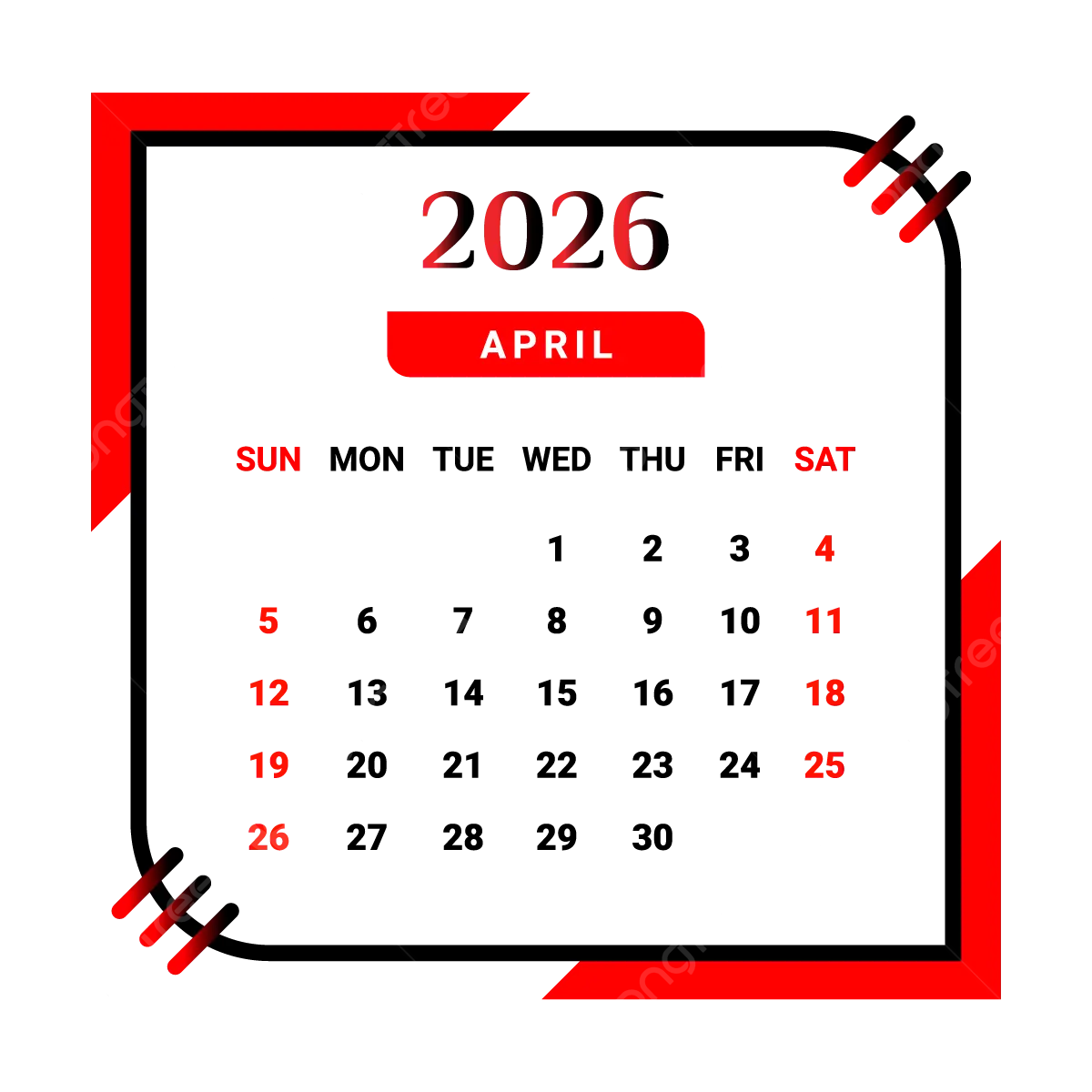 April Calendar 2026 Desktop