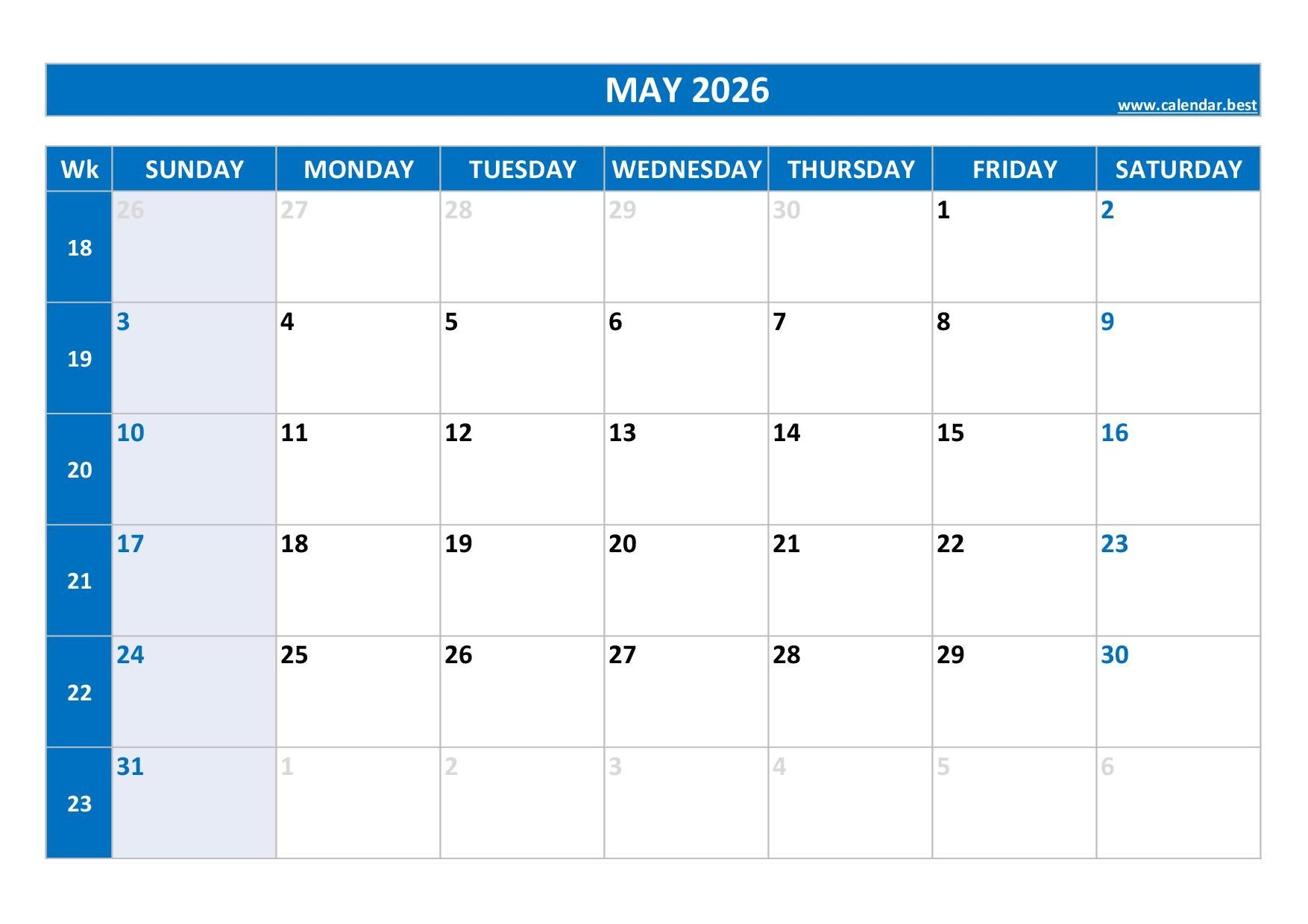 2026 Calendar With Week Numbers US And ISO Week Numbers 