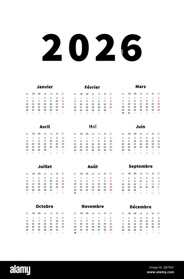 2026 French Calendar Hi res Stock Photography And Images Alamy