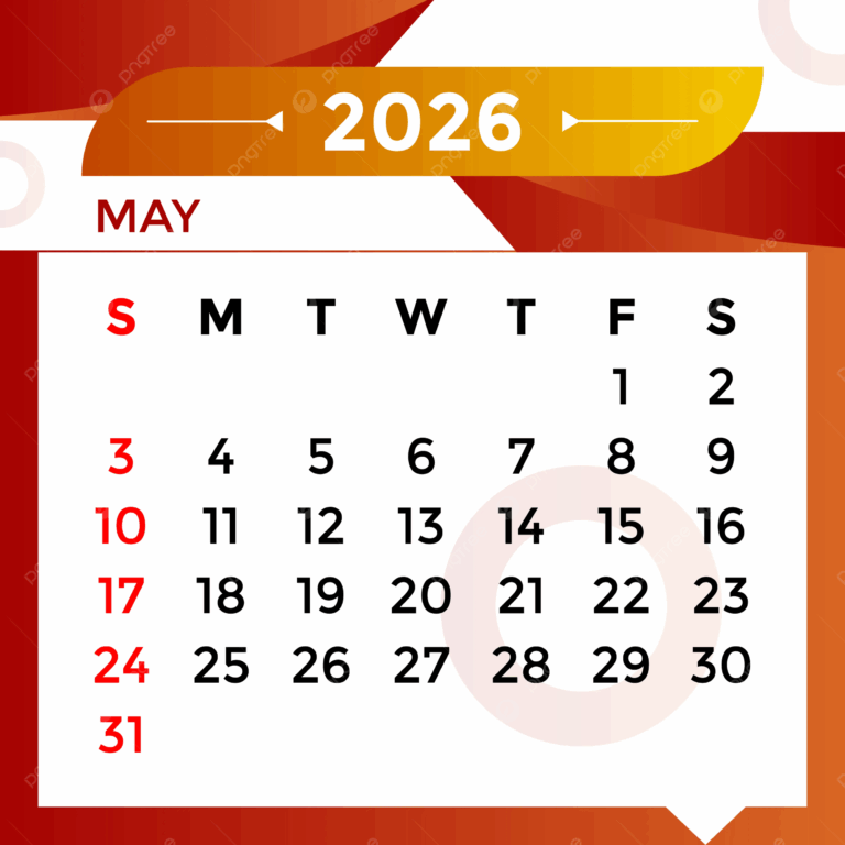 2026 May Month Calendar Vector Template Download On Pngtree