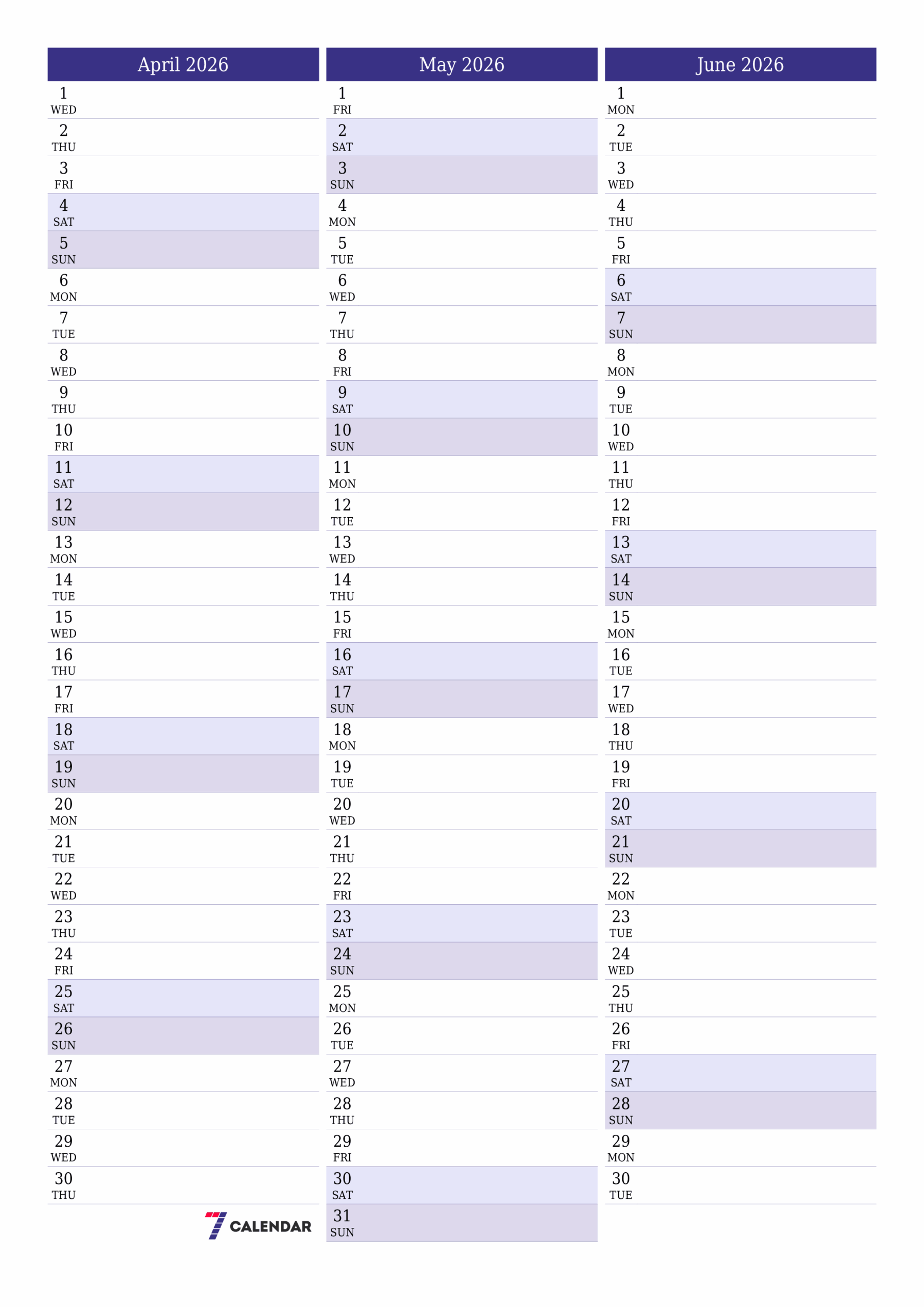 April 27 2026 Day Calendar