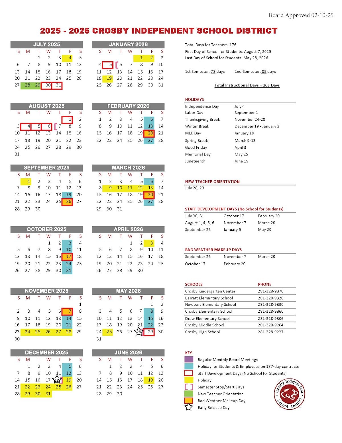 May Center School Calendar 2026-2026