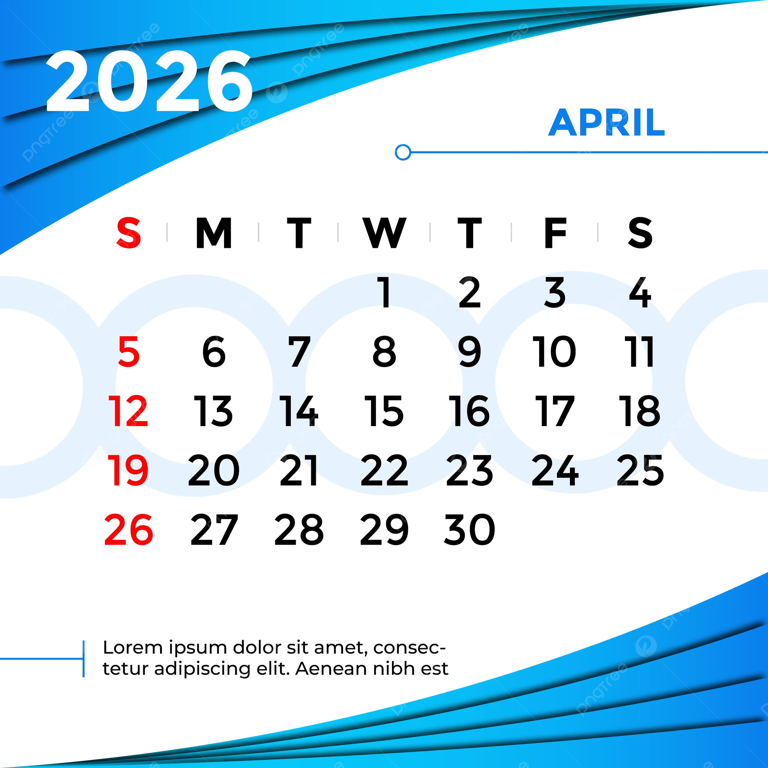 April 2026 Calendar Clip Art