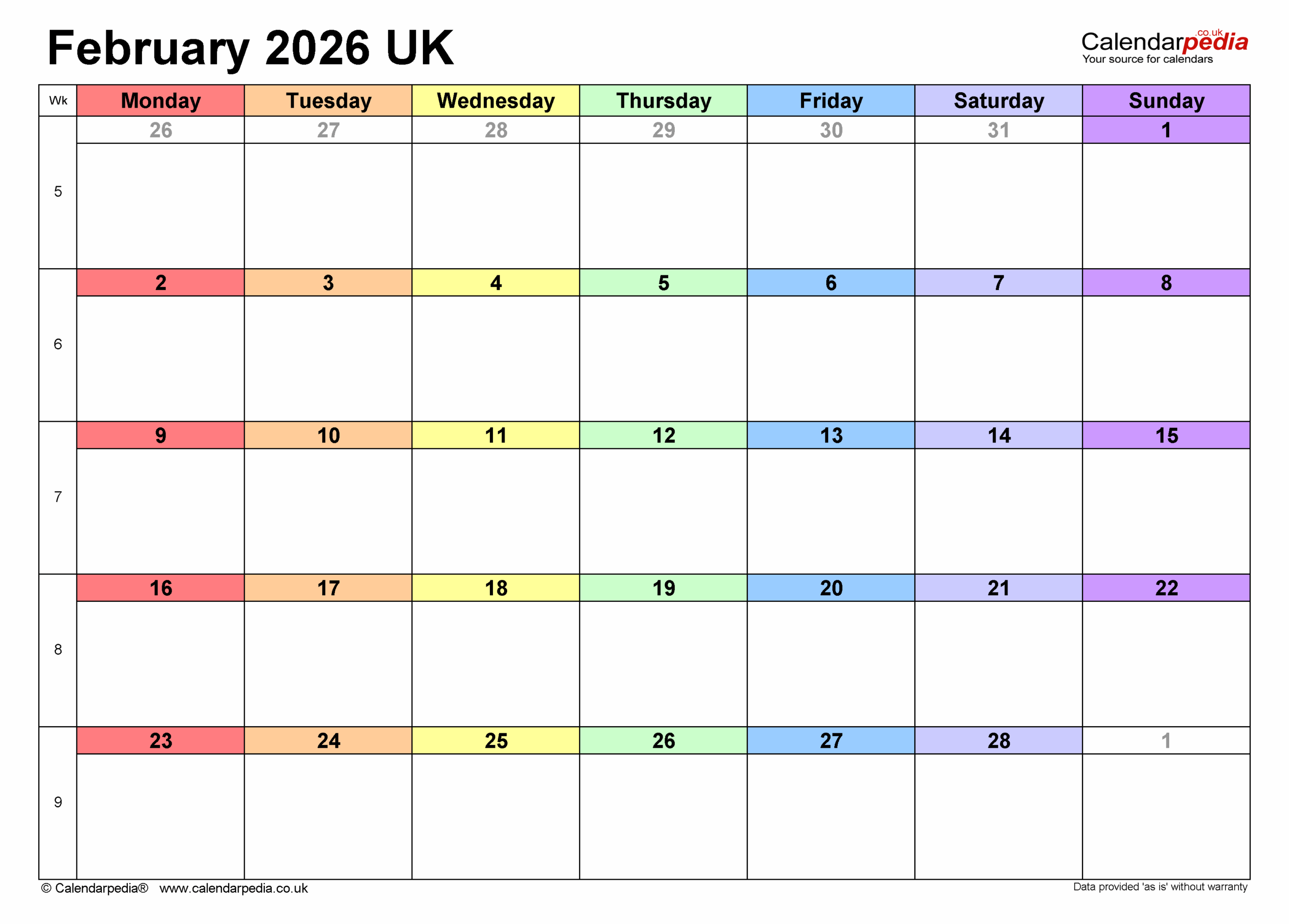 February 2026 Calendar Of Events