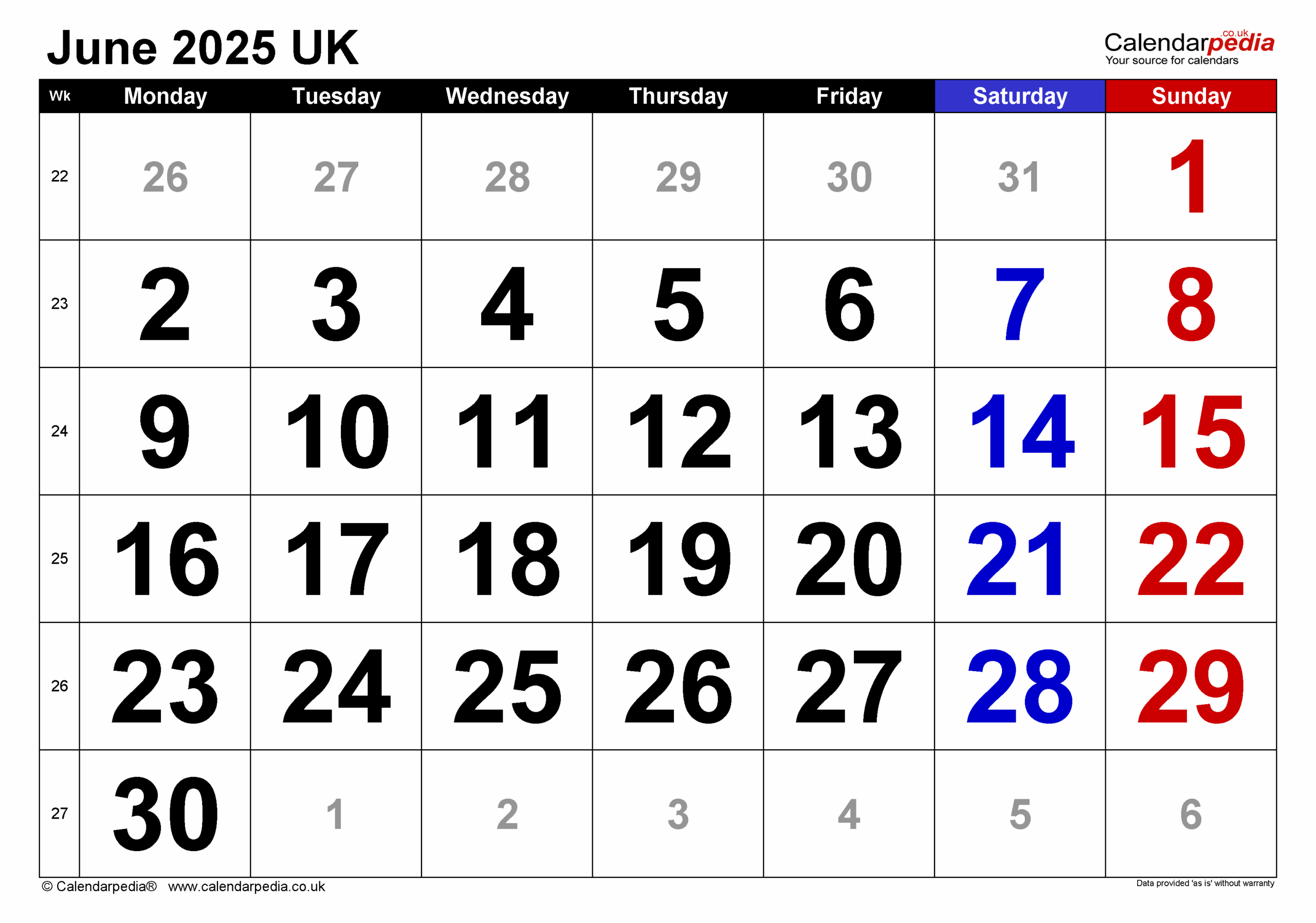 June 27 2025 Calendar