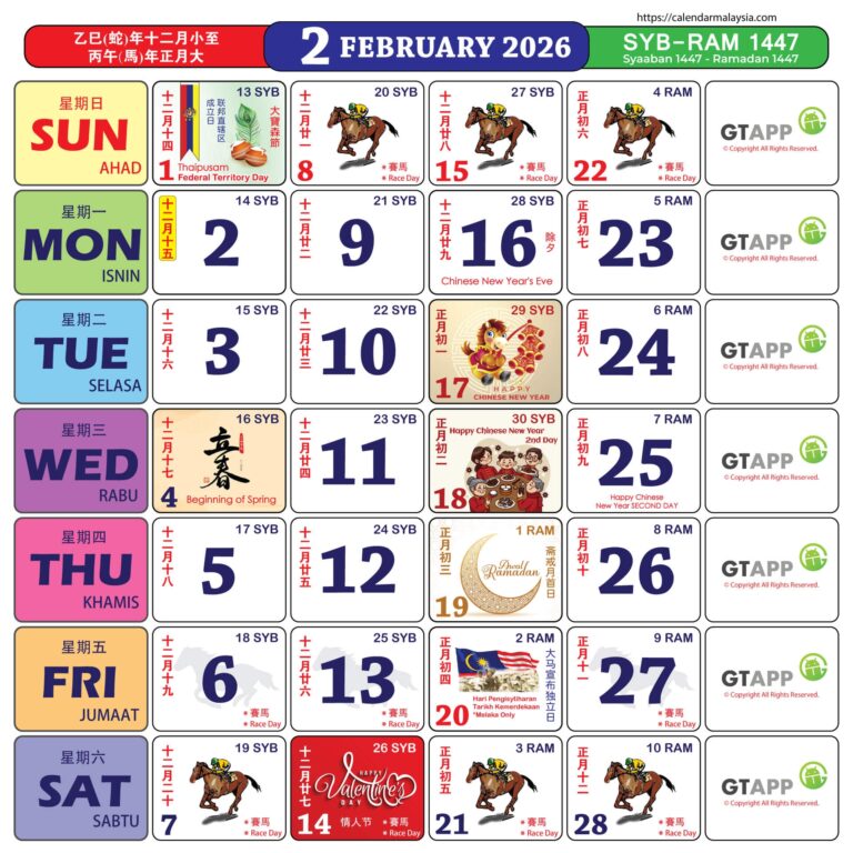 Calendar Malaysia 2026 Calendar Malaysia