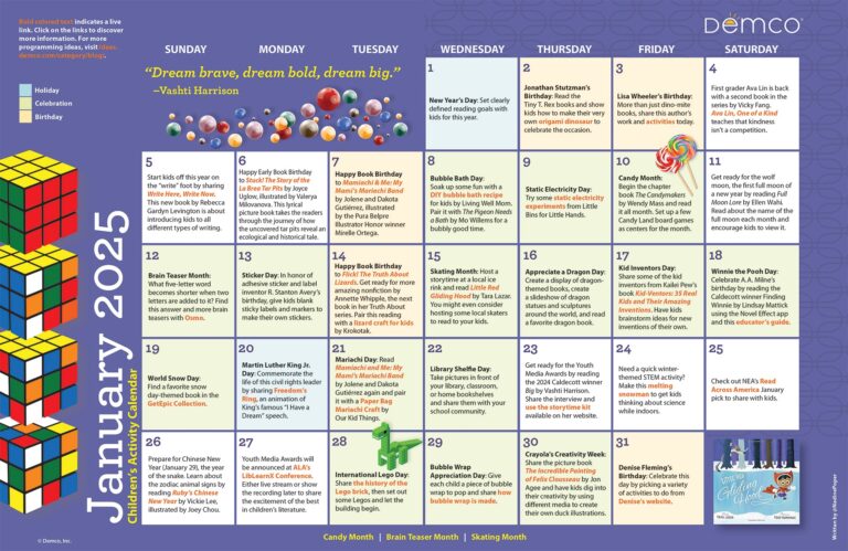 Children s Activity Calendar January 2025