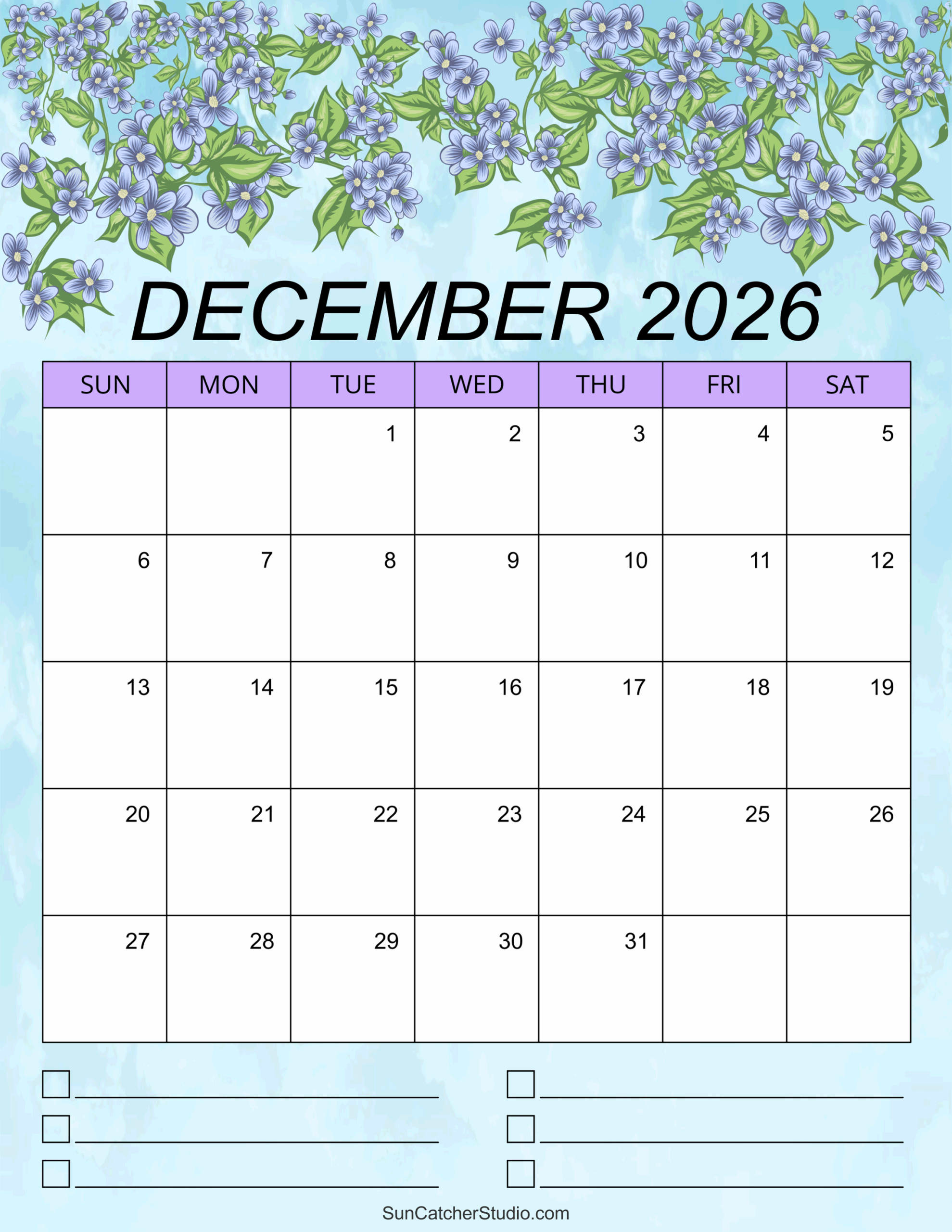 December 2026 Calendar Free Printable Free Printables 
