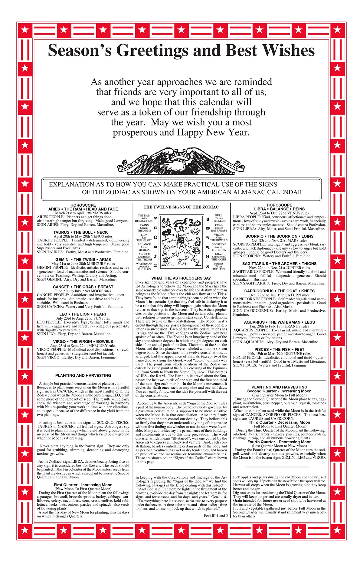 Farmers Almanac Calendar With Signs For Planting Buy Today