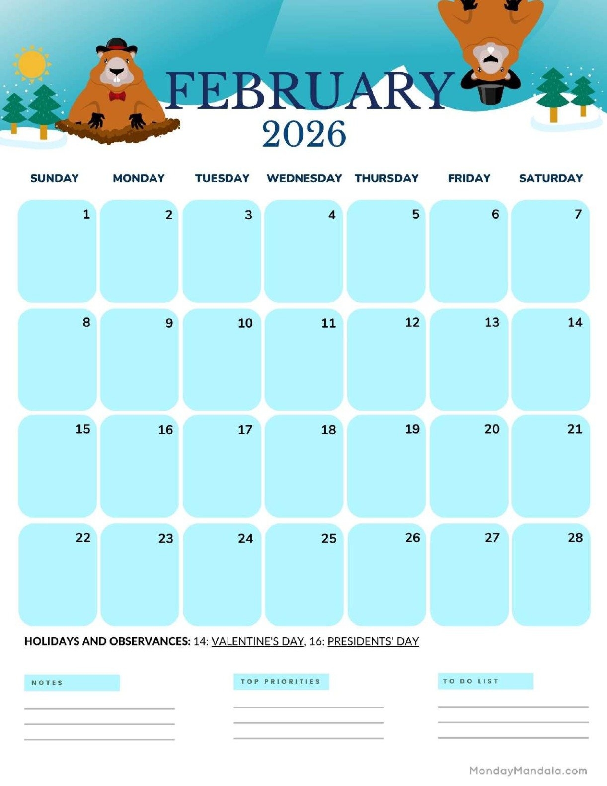 February 2026 Calendars Free PDF Printables 