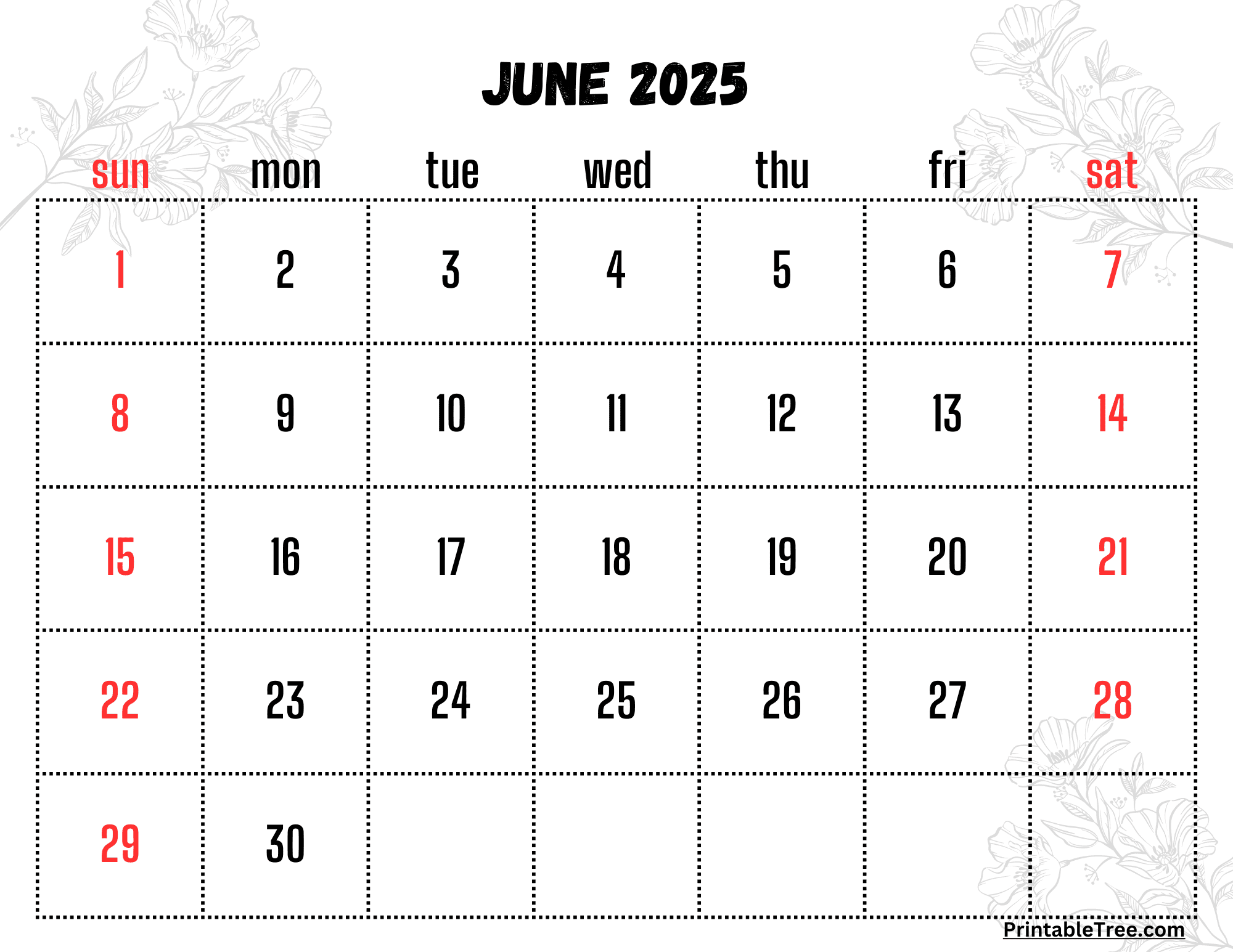 Hair Cut Calendar June 2025