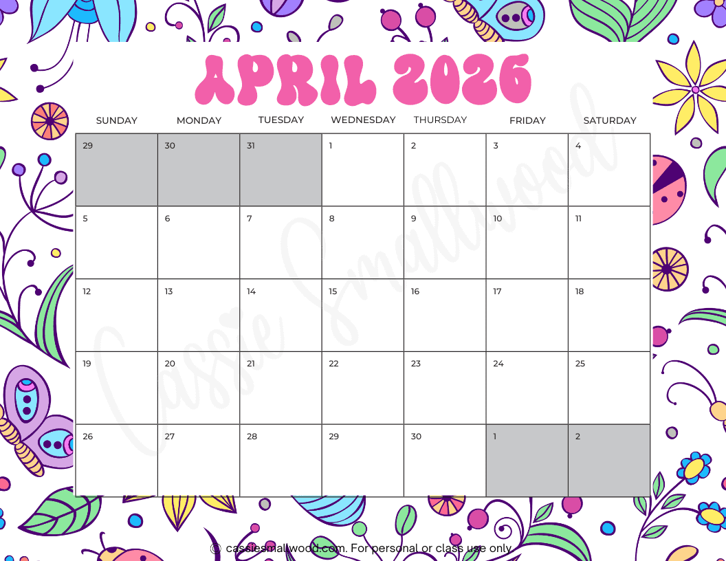 April Weather Calendar 2026