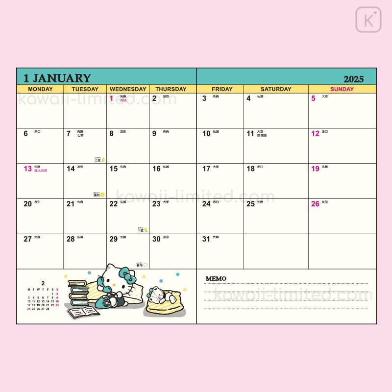 Japan Sanrio Original B6 Datebook Hello Kitty 2025 Kawaii 