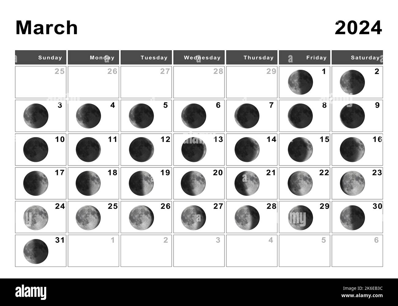Moon Phases For March 2026 Calendar