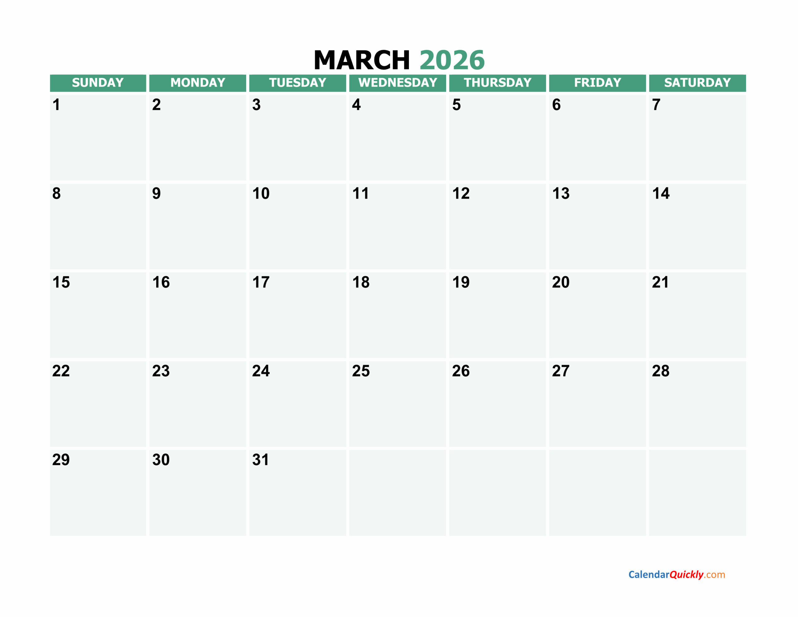 March 16th 2026 Calendar