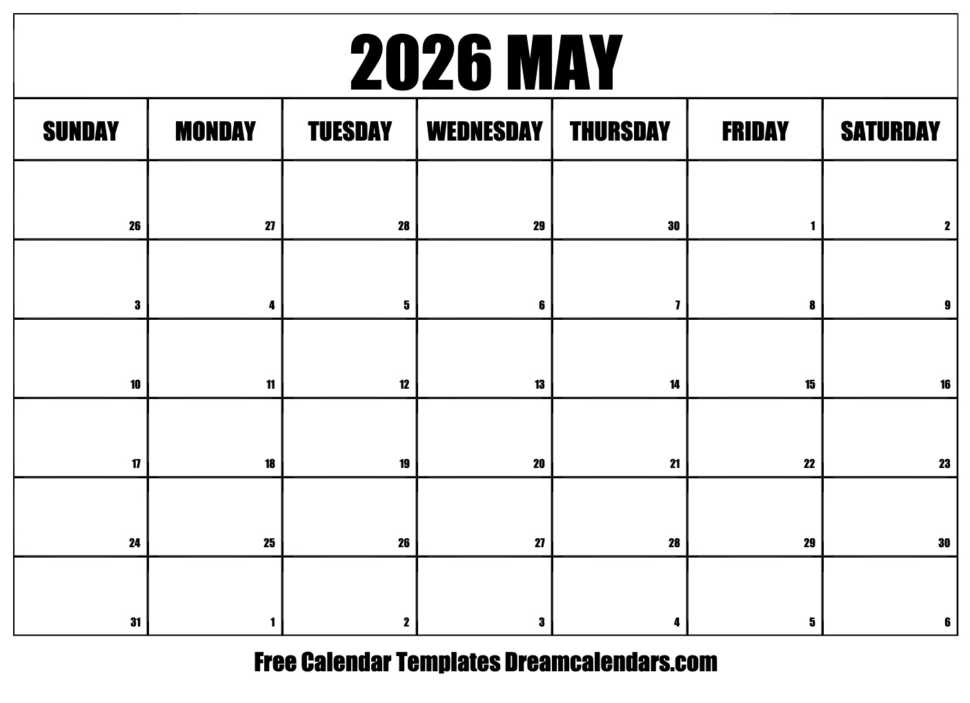 May 2026 Calendar With Holidays Printable Free