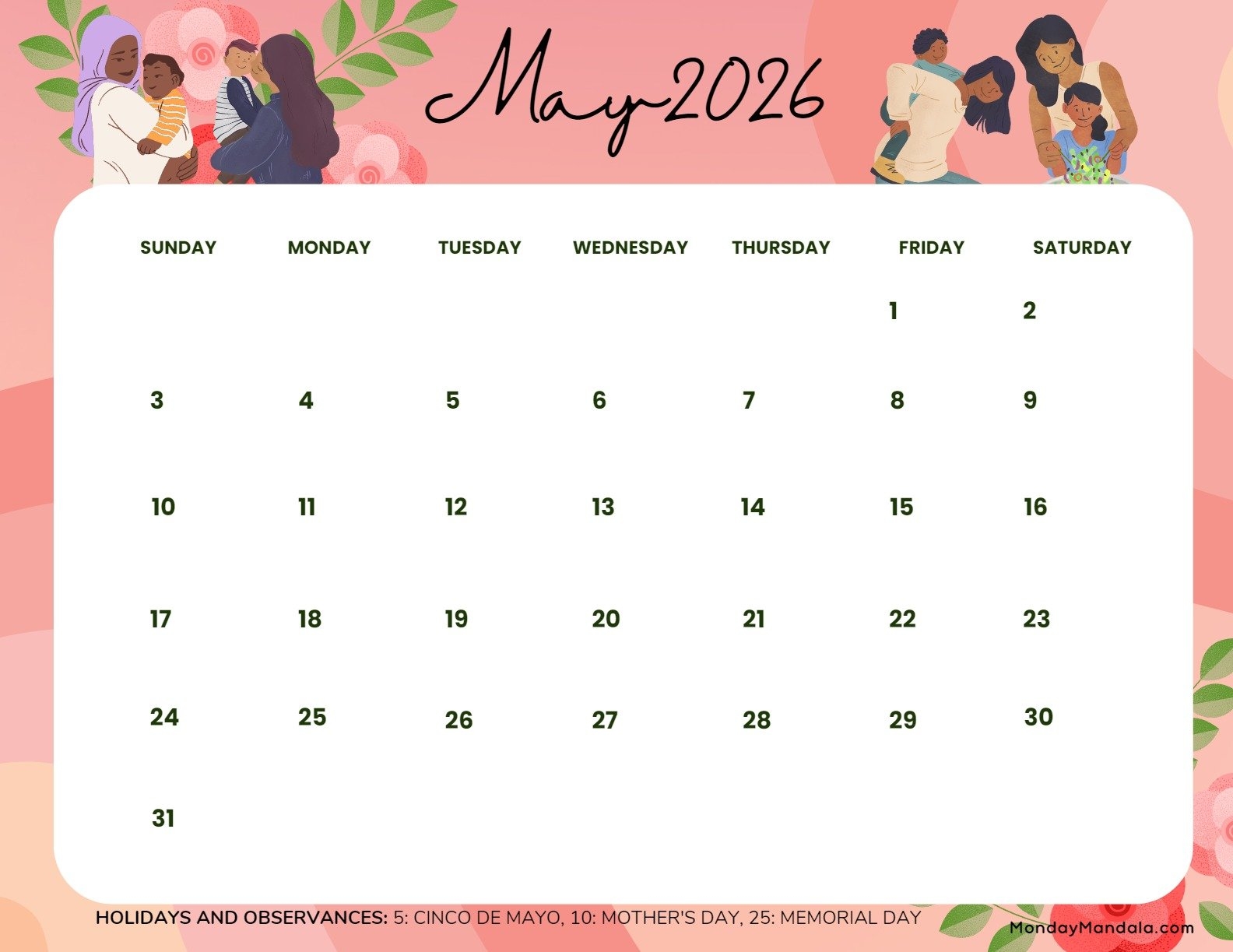 May 2026 Calendars 52 Free PDF Printables 