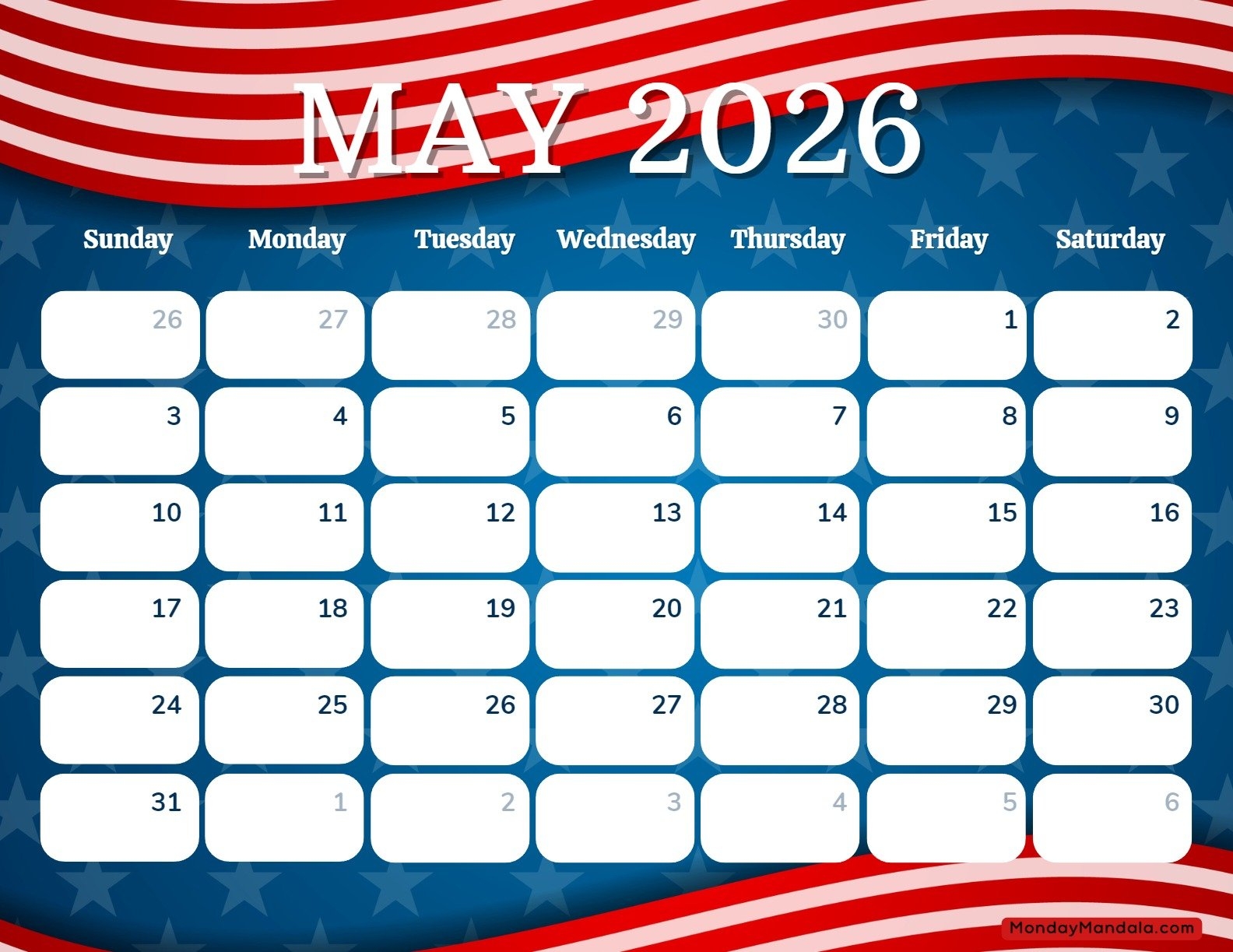May 2026 Calendar With National Days