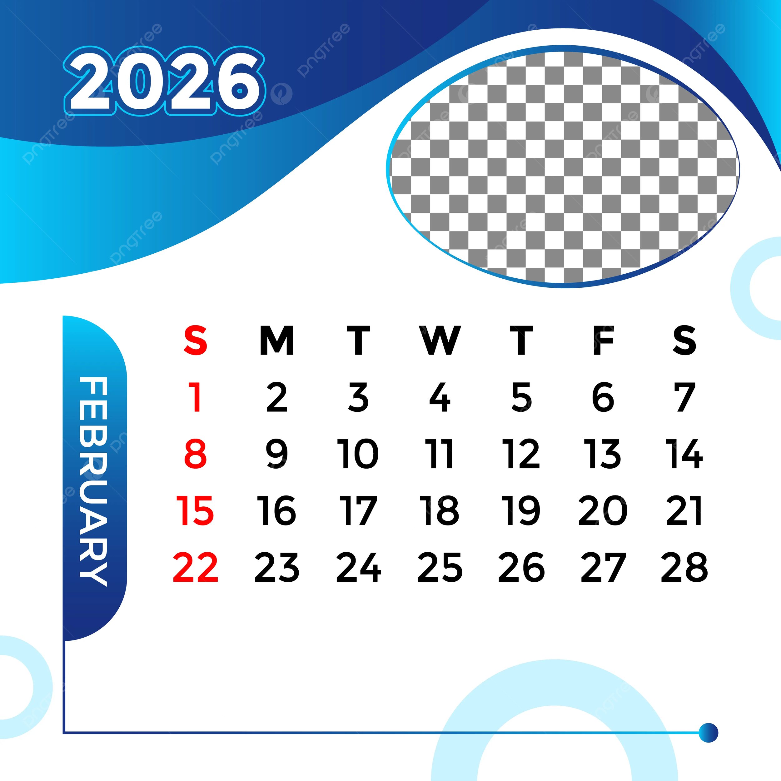 Monthly Calendar 2026 February Month Vector Template Download On Pngtree