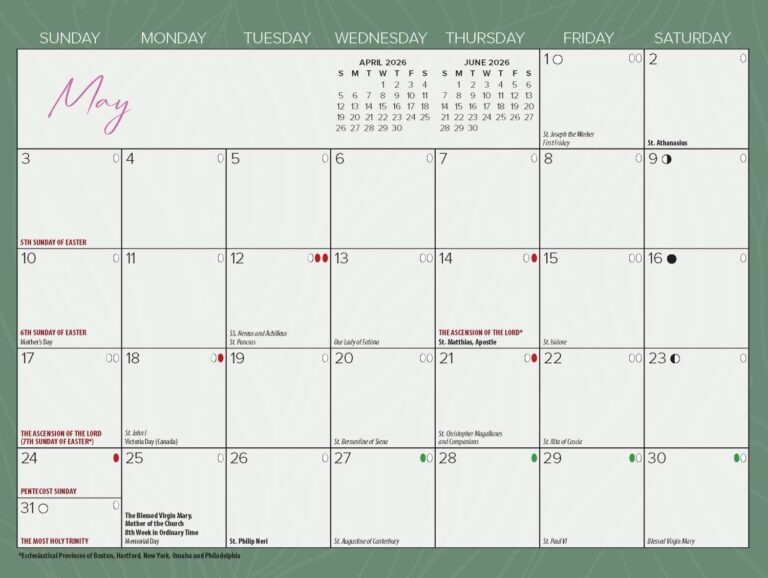 Scenic Catholic Calendar English Blue Mound Graphics